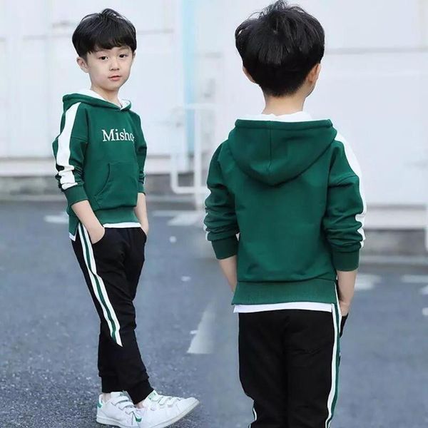 

kuulee дети дети мальчик весна спорт с длинными рукавами с капюшоном рубашка + брюки двухсекционный костюм outfit, White