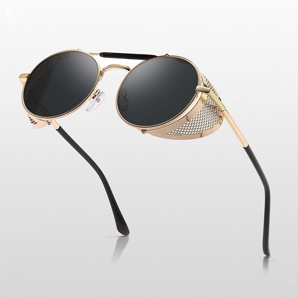 

2020 fashion steampunk sunglasses 66247 personality glasses retro color film reflective toad sun glasses ing, White;black