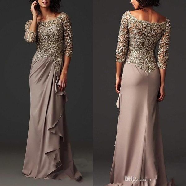 

elegant sheer lace mother of the bride groom dresses formal arabic party gowns with long sleeves floor length zuhair murad evening dresses 4, Black;red