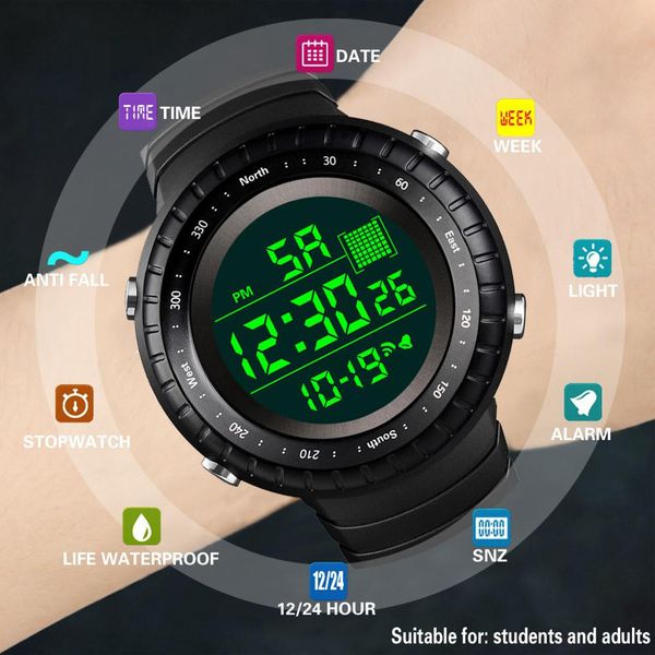 

new model led electronic watch male and female students sports watches led electronic wrist watch waterproof j15, Slivery;brown