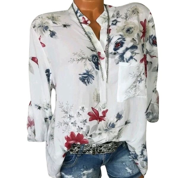 

womens blouse women 2019 fashion chiffon floral office lady blouses long sleeve office shirt casual plus size blusas, White