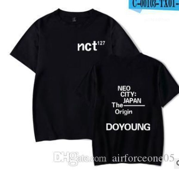 

рубашки летние письма 19ss модные топы с коротким рукавом тройники nct 127 мужские женские подростковые t, White;black