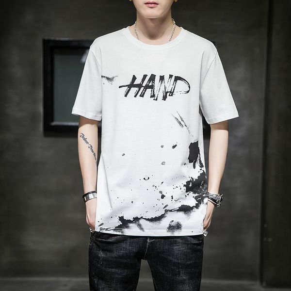 

2020 designer short-sleeved t-shirt men's korean casual loose summer dress new men's cotton bottoming shirt tid, White;black