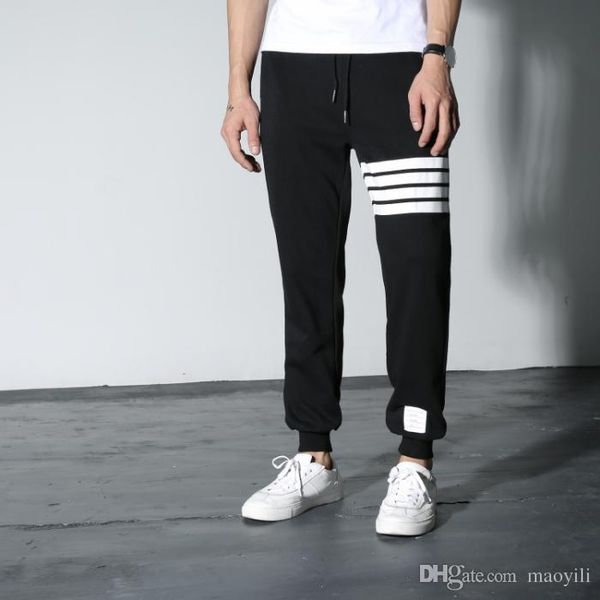

wholesale- new exclusive distribution thom brown classic red and blue striped webbing folding tooling twill trousers cropped pants, Black