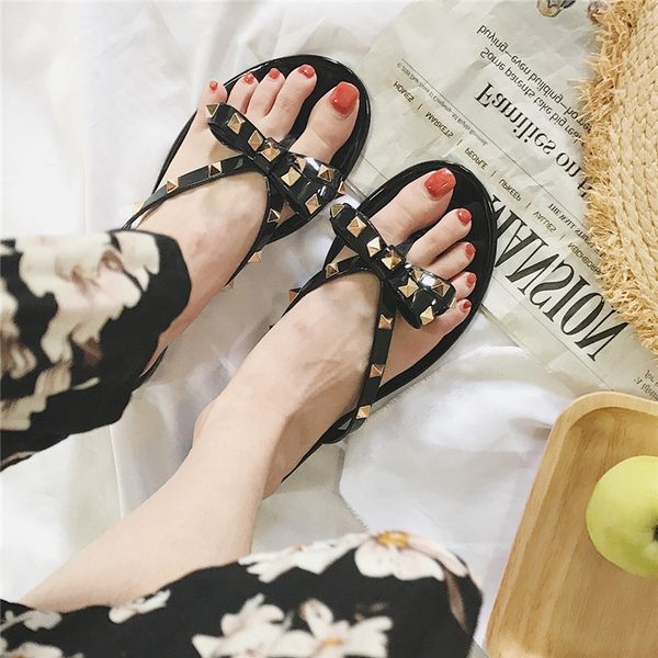 

fashion luxury designer women shoes designer sandals rivetplatform slides sandal girl shoes lady flip flops studded copy hot, Black
