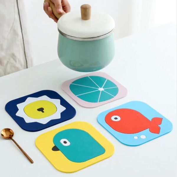 

kitchen anti scalding and antiskid cartoon creativity simple heat insulation mat square thickened coaster lovely anti scalding food mat