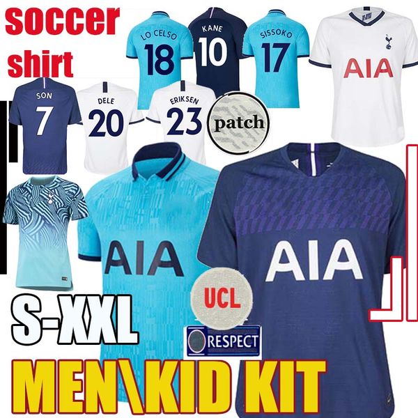 

thailand kane spurs soccer jersey 2019 2020 lamela eriksen ndombele dele son jerseys 19 20 third football shirt men kids kit uniform, Black;yellow