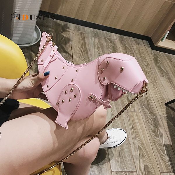 

dusun rivet личность динозавр дизайн мода кожа crossbody мини сумка женщина цепь кошелек женского мешок плечо подарки