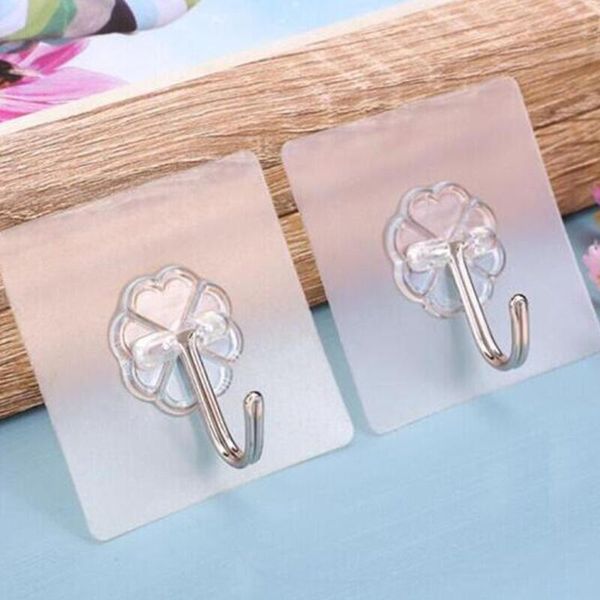 2020 Adhesive Hooks Kitchen Wall Hooks Heavy Duty Nail Free Sticky