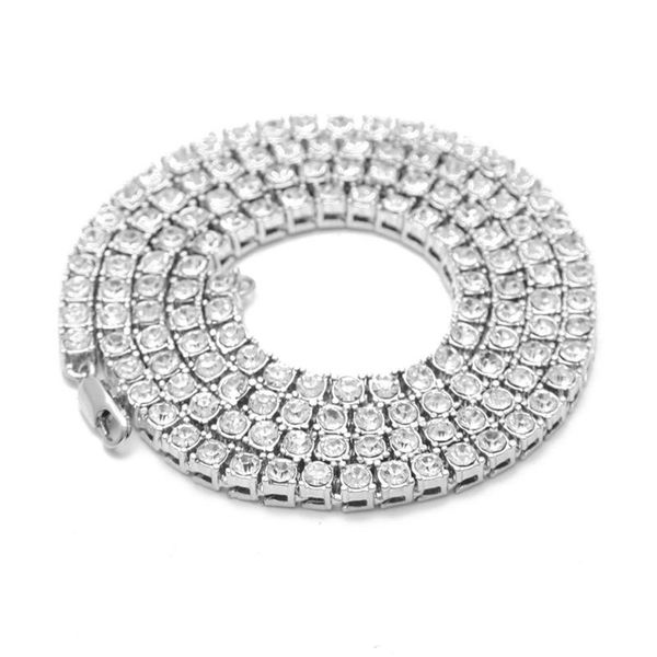 

fashion men's hip hop tennis chain 1 row necklaces silver men chain 20 inch