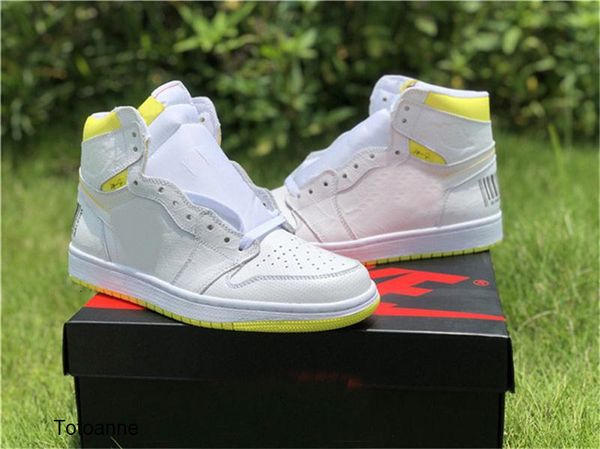 

with box 1 high og first class flight basketball shoes white dynomic lemon yellow athletic 1s man sports sneakers