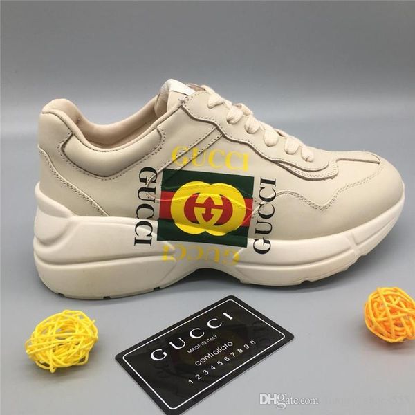 

rhyton leather sneaker with ny yankees print fashion famous classic old dad oversize shoes women mens brand designer lace casual shoes2331