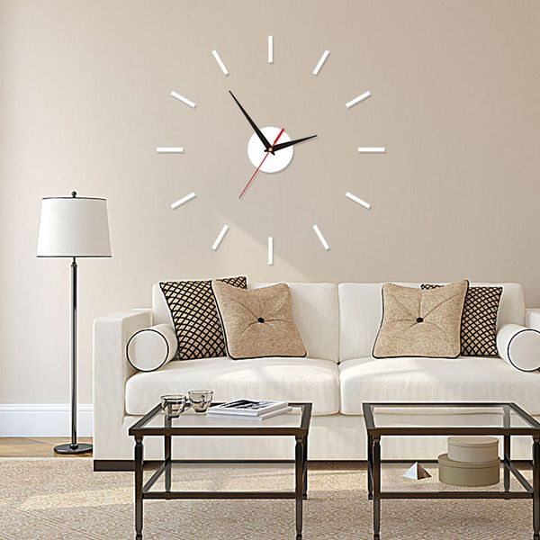 

large wall clock quartz 3d diy big decorative kitchen clocks acrylic mirror stickers oversize wall clock home letter home decor