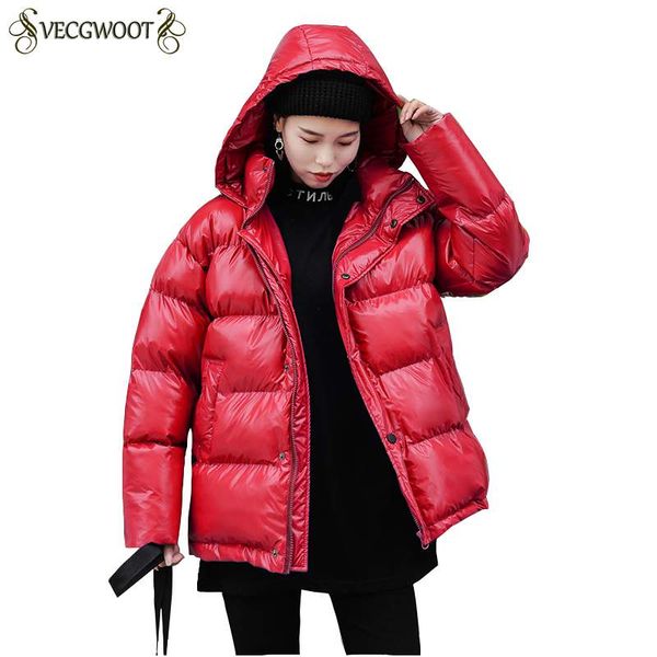 

women down jacket hooded solid color korean 2018 fashion new thicker warm females coat slim casual parkas bright outerwear pr599, Black