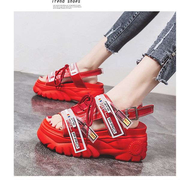 

chunky sandals platform wedge women sandals summer beach open toe woman sandalias breathable thick sole mujer casual footwear, Black