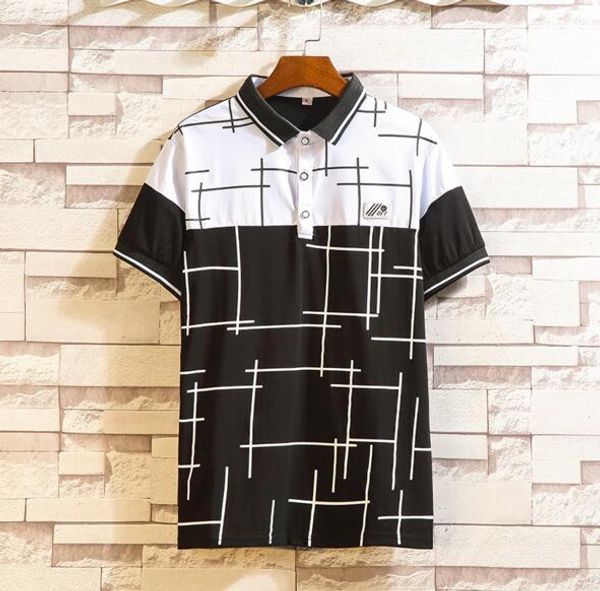 

mens конструктора тенниски нового человека рубашки с коротким рукавом отворотом шеи футболку летняя дышащий кнопка пуловер футболка мужчины, White;black