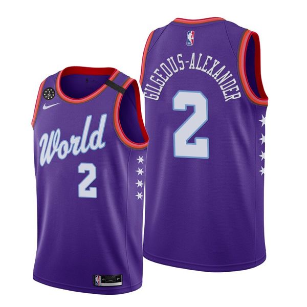 

men's oklahoma city thunder 2020 nba rising star world team shai gilgeous-alexander jersey purple, Black