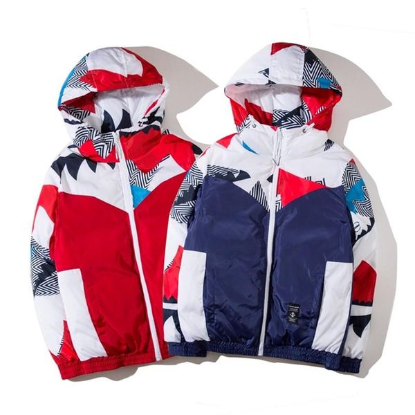 

geometry color block patchwork thick hooded parkas winter mens hip hop casual parka jackets streetwear outwear male coat elegant, Black