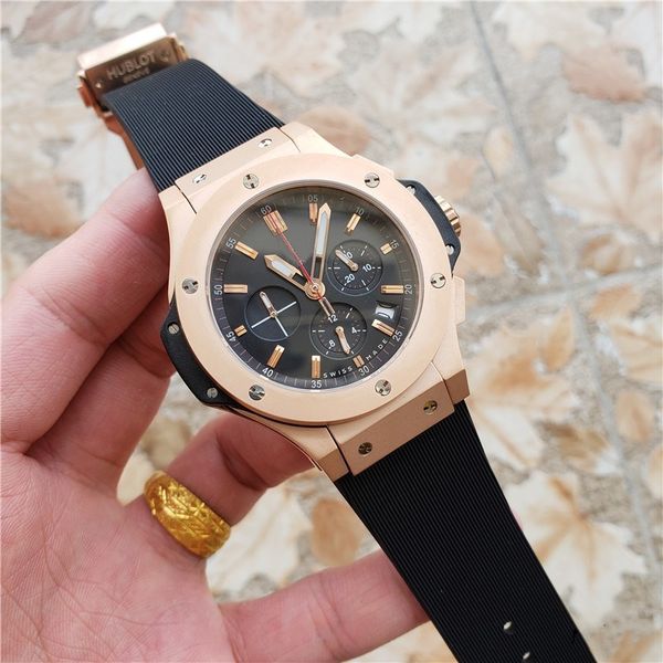 

Wholesale High Quality AAA Mens Luxury Watch All Dial Work Quartz Movement Chrono Top Brand Big Bang Male Sport Watch