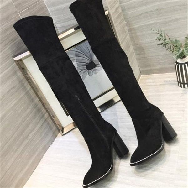 

2019 brand fashion luxury designer women shoes fashion luxury designer women boots brand boots womens stretch boots women dress shoes, Black