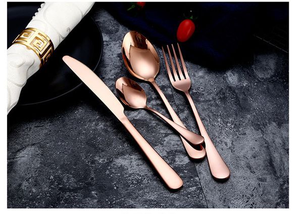 

stainless steel flatware sets matte 5 colors western tableware knife fork spoon teaspoon cutlery set ing
