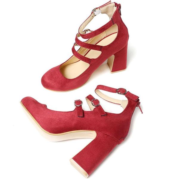 

ribetrini fashion women summer shoes women round toe ankle strappy pumps high heels dress office party spring pumps, Black