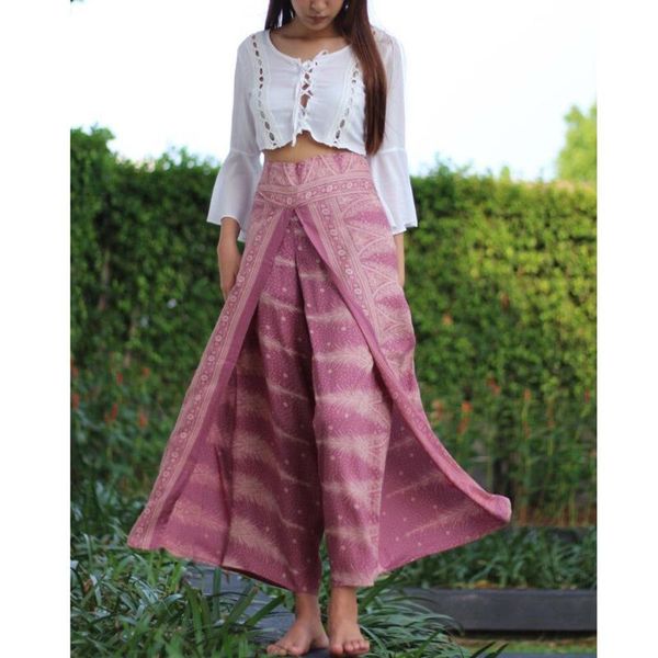 

women's pants & capris 2021 summer elastic waist lace crochet wide leg calf-length cotton trousers hippie boho women pants#j30, Black;white