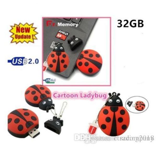 XH Cartoon Marienkäfer USB 2.0 Flash-Laufwerke 32 GB Pendrive USB-Flash-Speicherstick NEU