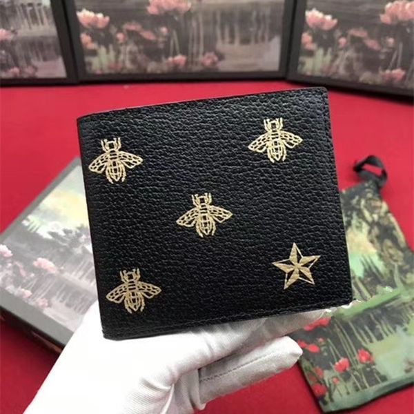 

2020 new spring and summer men's leather classic leather wallet printed texture purse pigskin leather, Black;red
