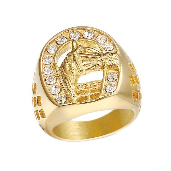 

hiphop horse fashion jewelry crystal rings titanium steel casting rings party engagement anniversary wedding gifts for men, Silver