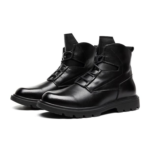

british fashion mens outdoors desert boots cow leather tooling shoes black lace-up platform ankle boot zapatos de hombre botas