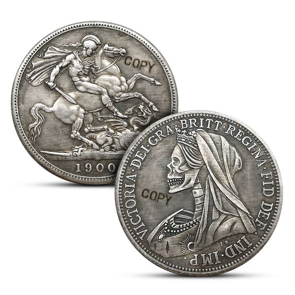 

hobo черепа монеты 1 # 1900 королева виктория uk horse sword knight dollar coin brass ремесла
