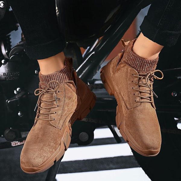 

men ankle boots autumn men's work martin boots fashion motorcycle solid outdoor hiking men sock size 39-44 -45