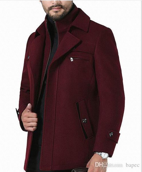 

mens winter solid color длинные пальто нагрудные шея кнопка молния бизнес стиль мода hoome одежда casual корта vento, Tan;black