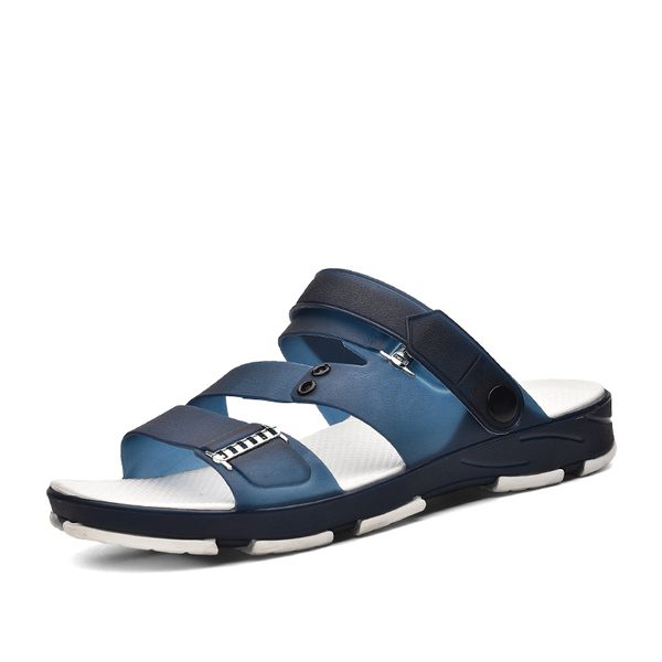 

mens slippers 2019 summer new men's sandals outdoor casual sandals and slippers men's non-slip soft bottom jelly, Blue;gray