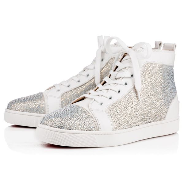 

designer sneakers red bottom shoe low cut studded spikes luxury shoes for men and women shoes party wedding crystal leather sneakers cvas211, Black