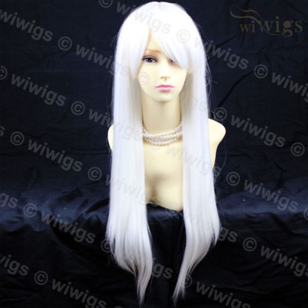 

snow white long cosplay straight skin heat resistant ladies wig, Black