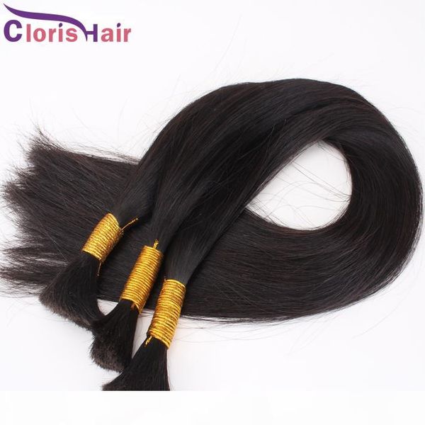 

brazilian human bulk braiding hair no weft straight hair extension in bulk 3 bundles deal exquisite weave bulk queen products, Black