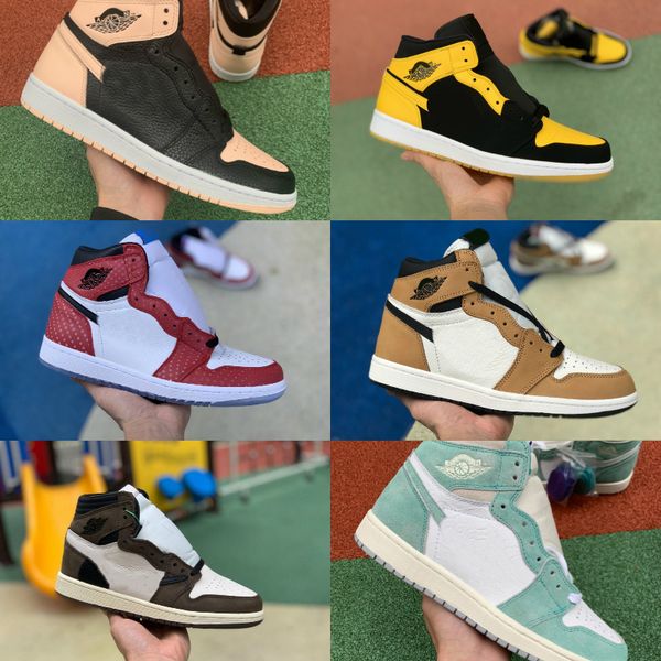 

35 colors high og chicago 1 basketball shoes retroes wmns blue chill black pink bred unc crimson tint white toe men women trainer shoe