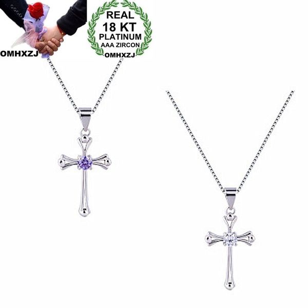 

omhxzj wholesale european fashion woman girl party wedding gift amethyst zircon 18kt white gold necklace pendant charm ca240, Bronze;silver