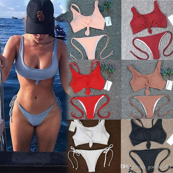 

women brazilian bikinis set the chest knot beach swimsuit swimwear women bikini swimming bathing suit, White;black