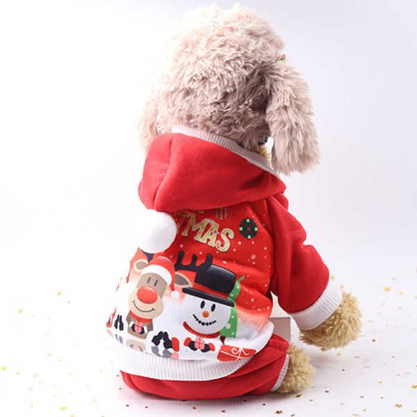 

2018 pet clothing red xmas cat costume cute printed pet dog cat christmas clothes comfort puppy fleece hoodies xs s m l xl xxl