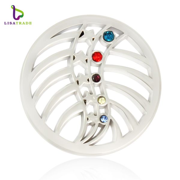 

new openwork colorful rhinestone coin 33mm fit for frame pendant my coin jewelry accessories 5pc/lot 3 colors mico35*5, Silver