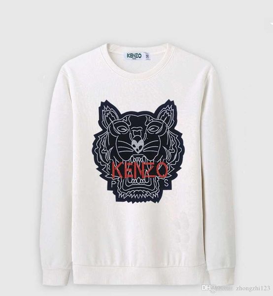 

large size 6x kenzos mens designer sweatshirt tiger printing cotton pullovers 19fw classic casual white hoodies selling, Black