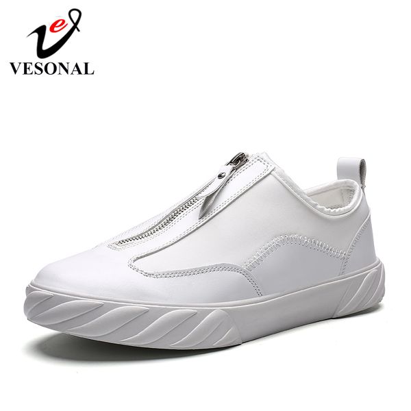 

vesonal brand qualityc pu leather flats for new spring autumn casual sneakers men shoes fashion breathable male footwear, Black
