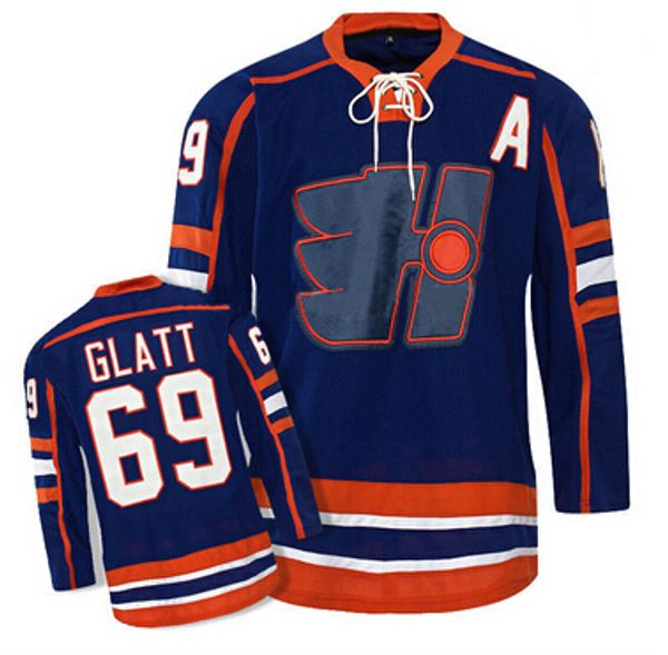 

custom goon hockey jersey #69 thug glatt laflamme #70 laflamme men's embroidery stitched halifax highlanders goon movie jerseys blue wh, Black;red