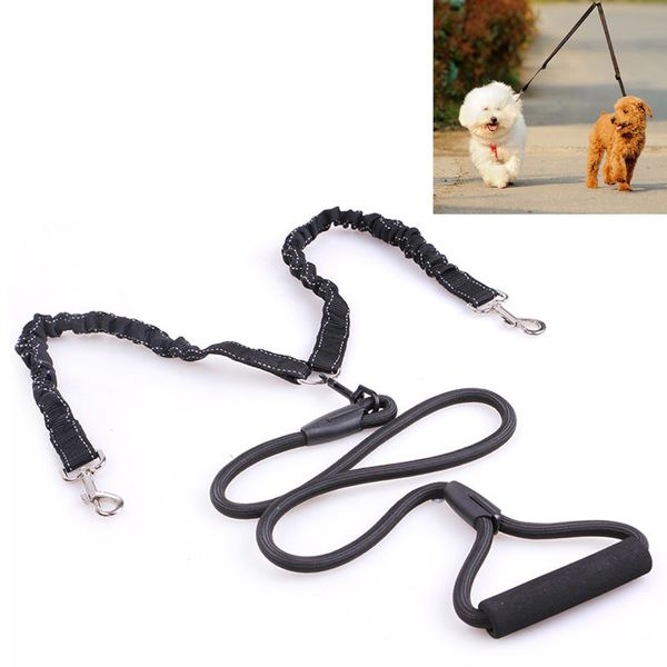 

double dog leash elastic bungee pet coupler walking leads for 2 twin dogs leashes splitter coupler double twin lead walking set