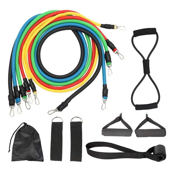 

12pcs resistance bands set exercise elastic pull string yoga pull rope for aerobic exercise home workouts