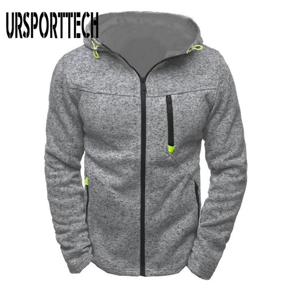 

ursporttech zipper hoodies men spring autumn fleece long sleeve hooded sweatshirt man fashion casual jacquard hoodie man clothes, Black