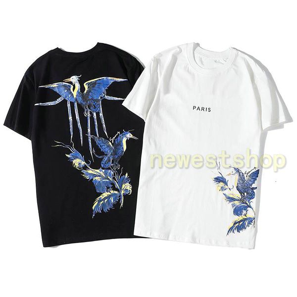 

2020 luxury europe paris hip hop tee mens bird printing t shirt модный дизайнер футболка с коротким рукавом высокое качество мужская женская, White;black